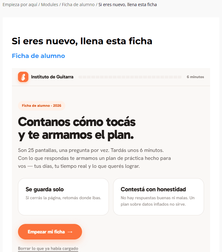 Empieza por aquí: si eres nuevo, llena esta ficha